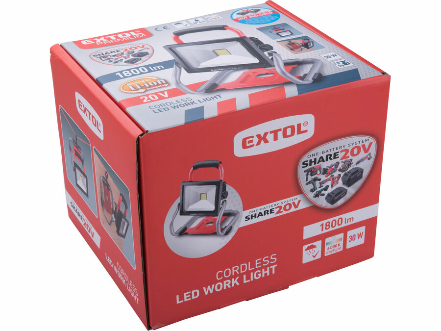 Akkus LED lámpa (reflektor), Share20V, 20V, Li-ion, AKKU és TÖLTŐ NÉLKÜL!, akku és töltő külön rendelhető, 1800 lm
