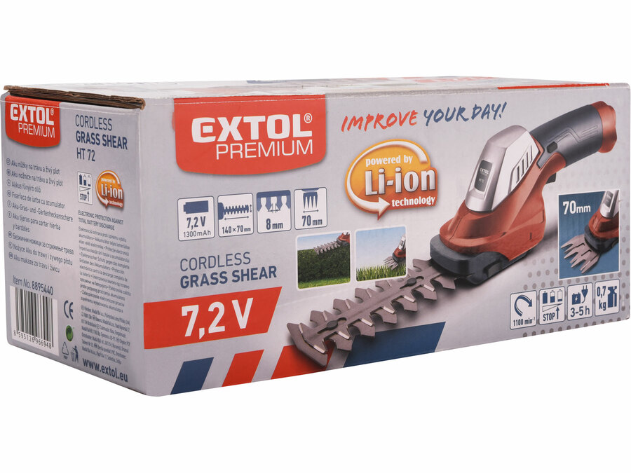 Akkus fű és sövénynyíró olló, 7,2V Li-ion, 1300mAh