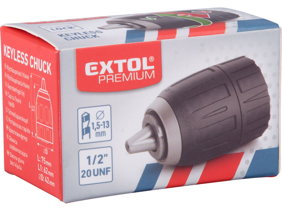 Click-lock gyorstokmány, befogás: 1,5-13mm, csatlakozás 1/2" 20 UNF,