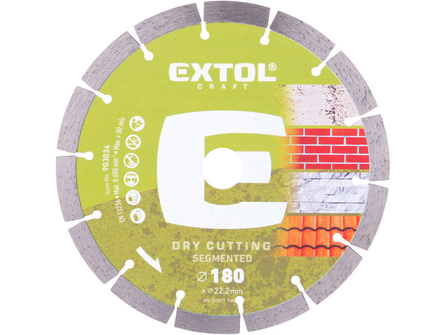 Gyémántvágó szegmenses; 180×22,2mm, max.6.650 f/min