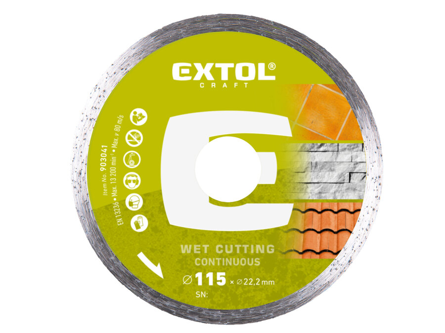 Gyémántvágó csempevágáshoz (sima), vizes vágásra, 115x22.2x1.8mm