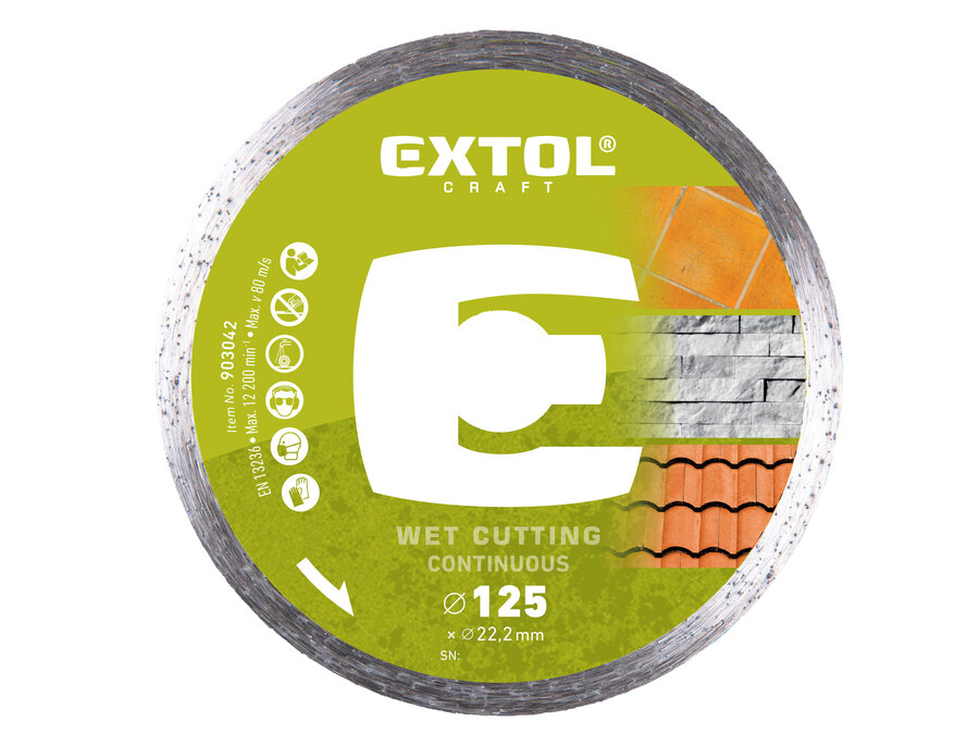 Gyémántvágó csempevágáshoz (sima), vizes vágásra; 125×2,2×22,2mm, max.12.200 ford/perc