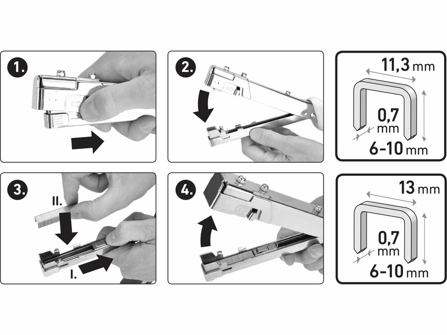 Tűzőkalapács, 11,3 és 13,0 mm; 6-10mm, felhasználás: tűzőgépkapocs