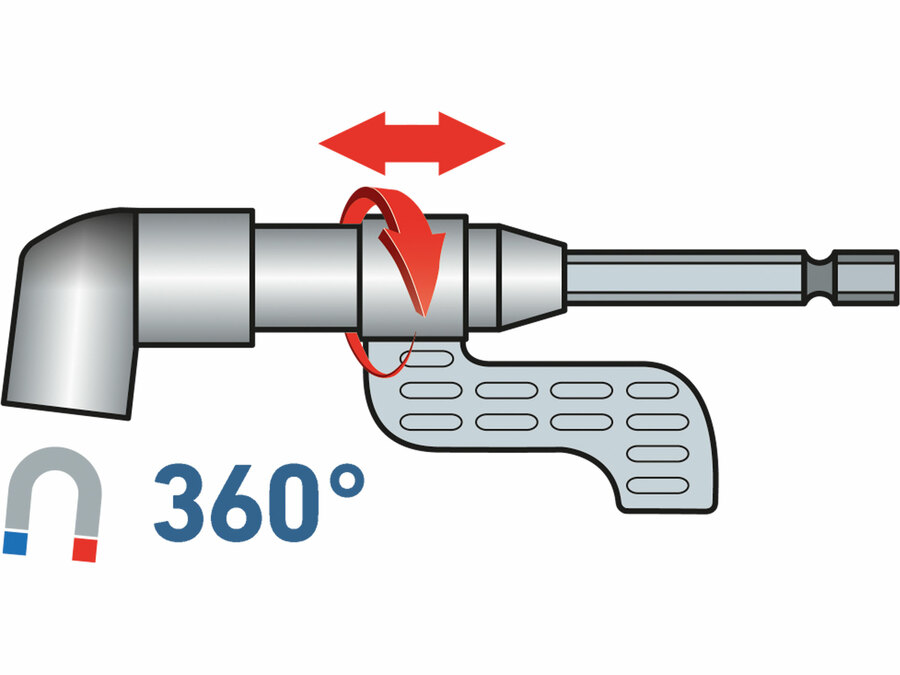 Hosszabbító szár BIT-ekhez, (105°) 1/4"×140 mm; mágneses (sarokcsavarozó adapter)