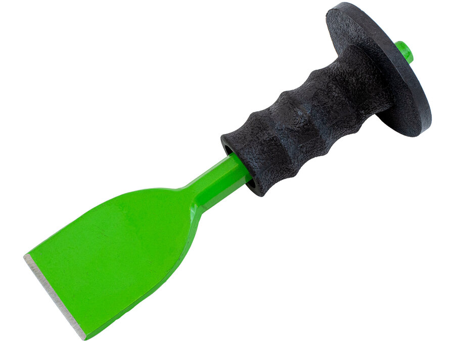 Laposvéső műanyag kézvédővel, 235mm, 75mm széles vágóél (18mm szár), edzett, hőkezelt szénacél