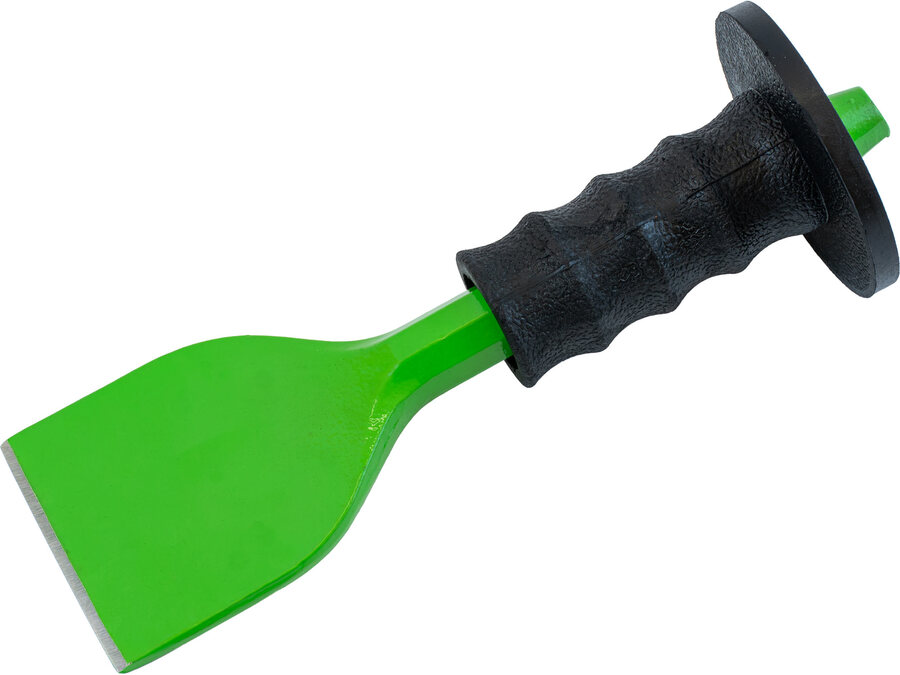 Laposvéső műanyag kézvédővel, 220mm, 100mm széles vágóél (22mm szár), edzett, hőkezelt szénacél